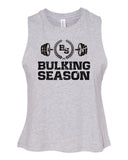 Bulking Season Barbell Logo Racerback Crop Tank Top